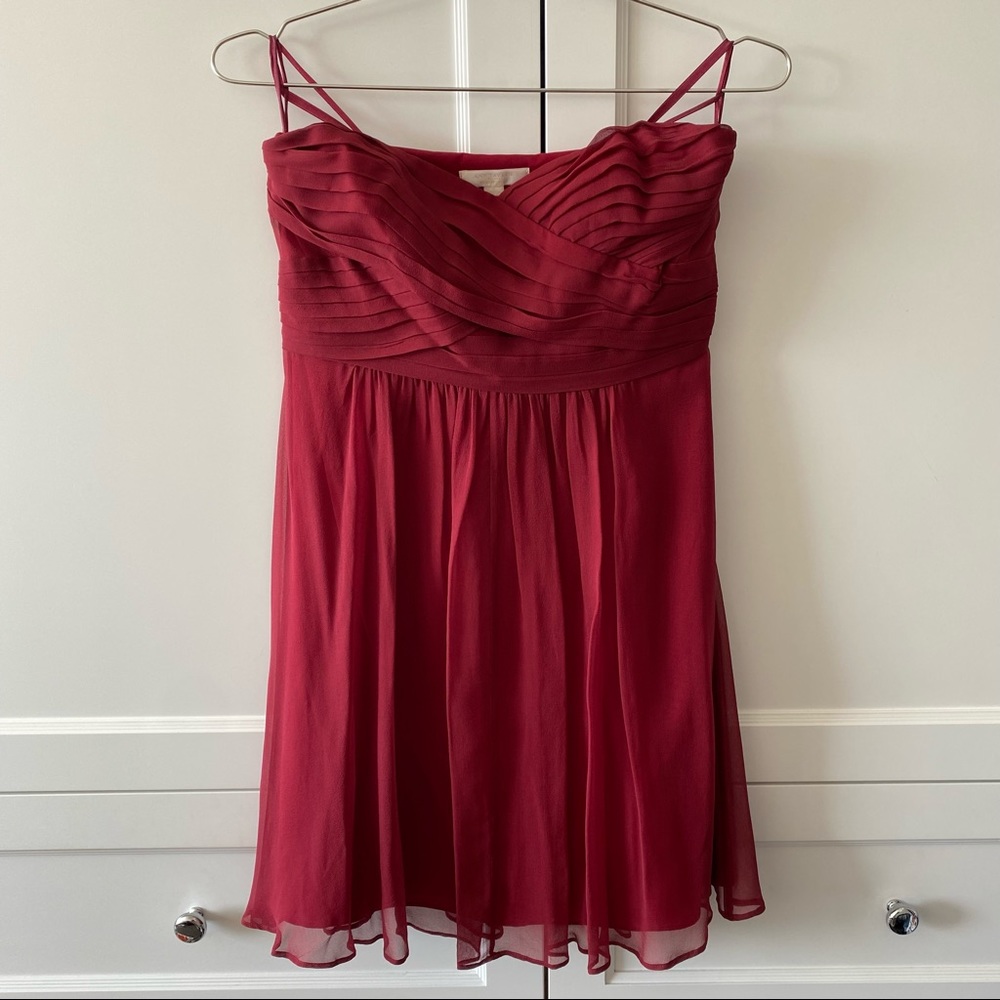 LAST CHANCE 12/3! Ann Taylor Silk Georgette Strapless Red Wine Cocktail Dress